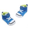 (13~14.5公分)Moonstar日本藍色帆布寶寶中筒機能學步鞋
