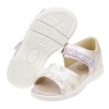 (15~19公分)Moonstar日本花繪蝴蝶結白色兒童機能涼鞋