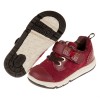 (15~19公分)Moonstar日本酒紅色學院格紋蝴蝶結兒童機能運動鞋