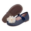(15.5~20公分)朵朵花朵牛仔深藍色兒童公主鞋