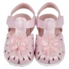 (13.5~17公分)蕾絲蝴蝶粉色真皮寶寶涼鞋