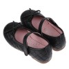 (16~20公分)台灣製菱格紋典雅手綁蝴蝶結黑色兒童公主鞋