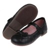 (16~20公分)台灣製菱格紋典雅手綁蝴蝶結黑色兒童公主鞋