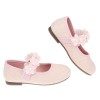 (15.5~20公分)珍珠花圈粉紅色花朵兒童公主鞋
