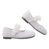 (15.5~20公分)珍珠花圈白色花朵兒童公主鞋