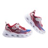 (17~22公分)SKECHERS銀光紅藍電燈兒童機能運動鞋