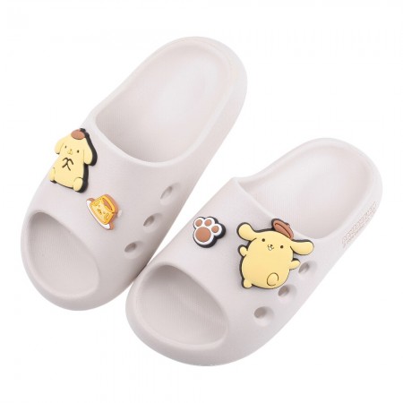 (15~22公分)三麗鷗布丁狗裝飾米色兒童輕量拖鞋