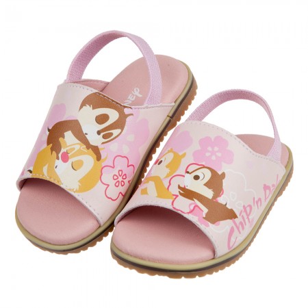 (12.5~15公分)Disney迪士尼奇奇蒂蒂草莓粉鬆緊帶寶寶拖鞋