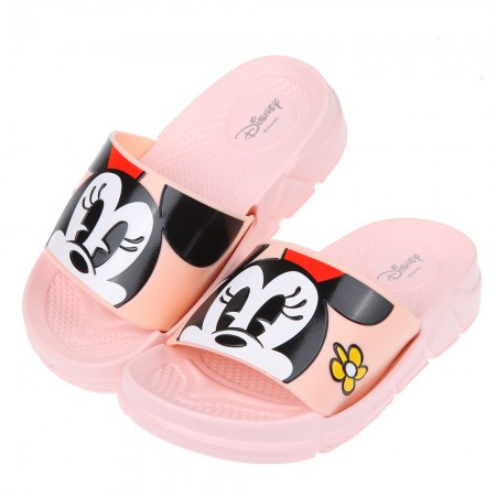 (15~18公分)Disney米老鼠米妮與小花粉色兒童輕量拖鞋
