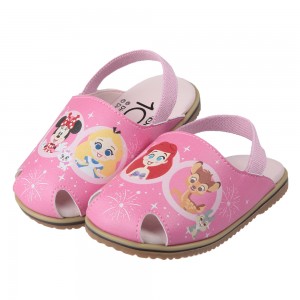 (13~15公分)Disney迪士尼100週年紀念粉色護趾鬆緊帶寶寶拖鞋