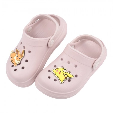 (15~21公分)寶可夢伊布x皮卡丘奶茶色兒童布希鞋 (15~21公分)寶可夢伊布x皮卡丘奶茶色兒童布希鞋