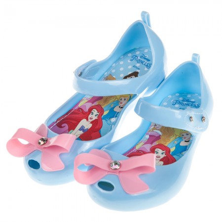 (15~20公分)Disney迪士尼公主蝴蝶結水藍色輕便公主涼鞋