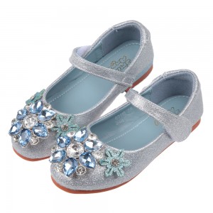 (17~20公分)冰晶鑽石玻銀色兒童公主鞋