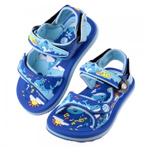 (16.5~20.5公分)GP磁扣式樂悠遊鯨魚藍色兒童休閒涼鞋
