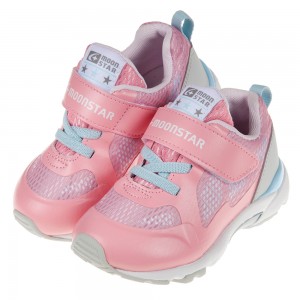 (15~21公分)Moonstar日本3E寬楦粉色光澤感兒童機能運動鞋