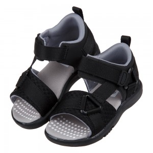 (15~21公分)Moonstar日本速乾低調黑色兒童機能涼鞋