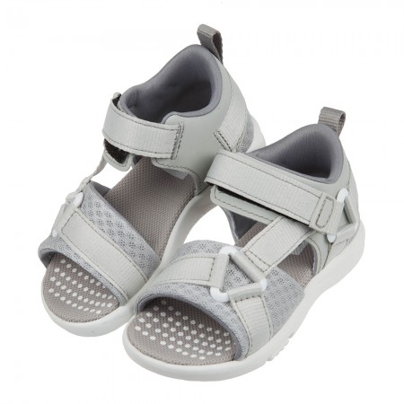 (15~21公分)Moonstar日本速乾活力灰色兒童機能涼鞋