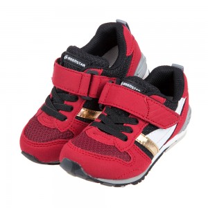 (15~21公分)Moonstar日本Hi系列黑紅色兒童機能運動鞋