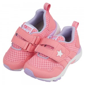 (16~21公分)Moonstar日本粉紅橘3E楦兒童機能運動鞋