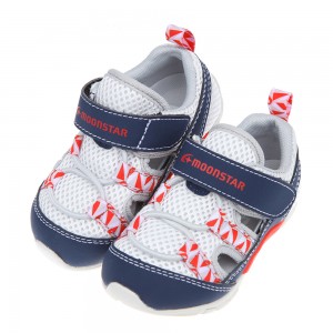 (13~16公分)Moonstar日本白藍色盛夏透氣兒童機能運動鞋