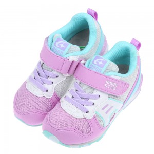 (15~20公分)Moonstar日本月Hi系列粉紫色兒童機能運動鞋