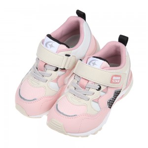 (16~20公分)Moonstar日本Hi系列3E寬楦粉咖色兒童機能運動鞋