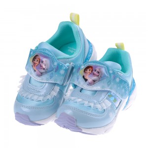 (16~19公分)Moonstar日本冰雪奇緣雪花水藍電燈機能運動鞋