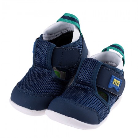 (12.5~14.5公分)Moonstar日本HI系列速乾深藍色寶寶機能學步鞋
