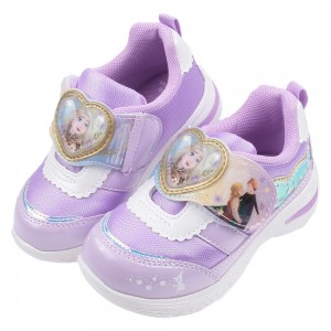 (15~19公分)Moonstar日本冰雪奇緣花瓣紫色電燈兒童機能運動鞋