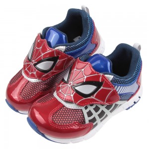 (16~19公分)Moonstar日本漫威蜘蛛人紅藍網紋兒童機能運動鞋