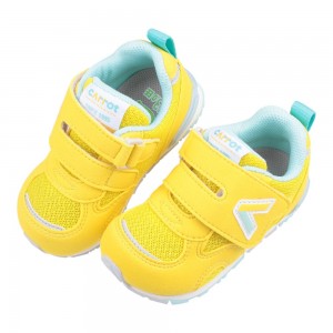 (13~15公分)Moonstar日本月星Hi系列元氣黃色寶寶機能學步鞋