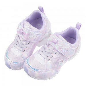 (15~20公分)Moonstar日本月星LUVRUSH夢幻蝴蝶結紫色中童機能運動鞋
