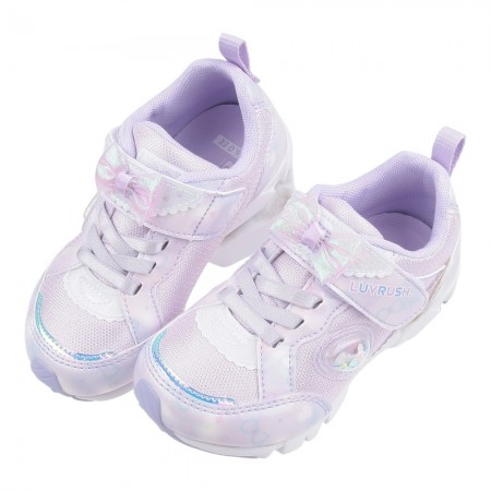 (15~20公分)Moonstar日本月星LUVRUSH夢幻蝴蝶結紫色中童機能運動鞋