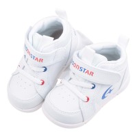 (13~15公分)Moonstar日本月星經典中筒白藍色寶寶機能學步鞋