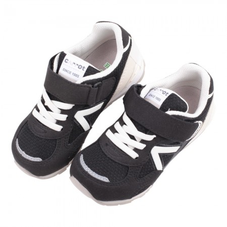 (16~19公分)Moonstar日本月星Hi系列元氣黑白中童機能運動鞋