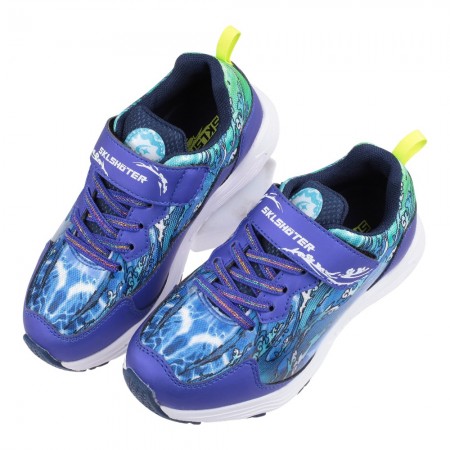 (19~24公分)Moonstar日本月星炫技者水技能波瀾藍色大童機能運動鞋