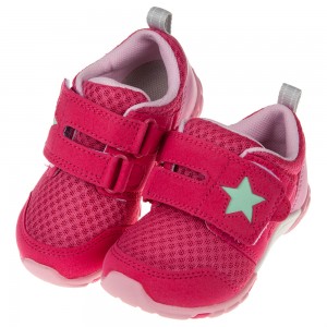 (15~21公分)Moonstar日本桃紅之星透氣止滑兒童機能運動鞋