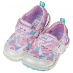 (15~19公分)Moonstar日本粉白色速乾透氣兒童機能運動鞋