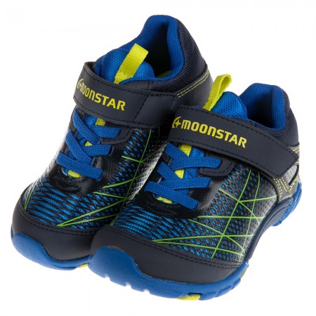 (15~21公分)Moonstar日本活力躍動藍色兒童機能運動鞋