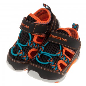(13~14.5公分)Moonstar日本黑色網布透氣寶寶機能運動鞋