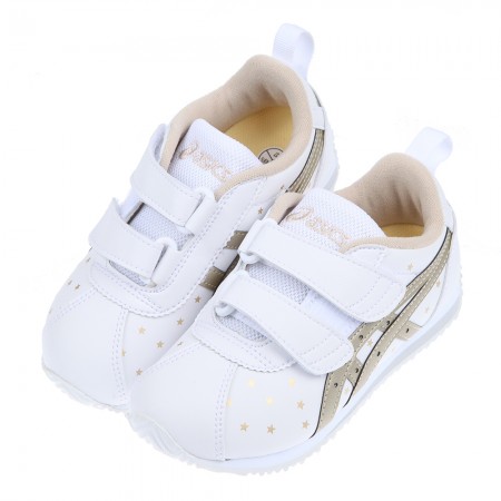 (16~19公分)asics亞瑟士CORSAIR香檳金白色兒童機能運動鞋