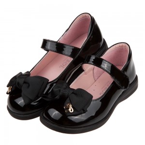 (19.5~24公分)台灣製緞面蝴蝶結黑色公主鞋學生鞋