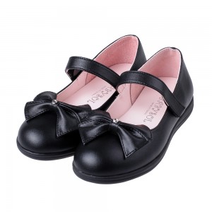 (19.5~23.5公分)台灣製簡單有鑽蝴蝶結黑色公主鞋學生鞋