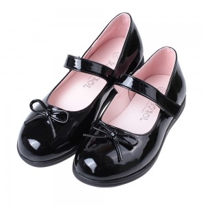 (19~23.5公分)台灣製簡單蝴蝶結亮面黑色公主鞋學生鞋