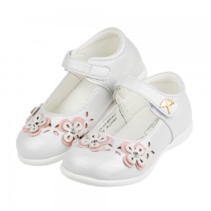 (14.5~17公分)雨傘牌立體小花銀白色寶寶公主鞋