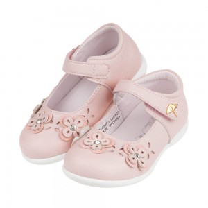 (14.5~17公分)雨傘牌立體小花粉紅色寶寶公主鞋