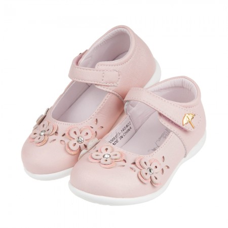 (14.5~17公分)雨傘牌立體小花粉紅色寶寶公主鞋