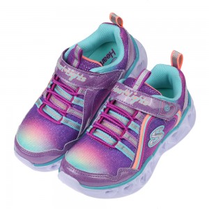 (17~23公分)SKECHERS愛心銀河紫色兒童電燈運動鞋