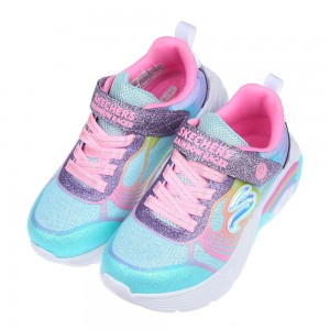 (17~23公分)SKECHERS_RAINBOW_RACER粉藍色兒童電燈運動鞋