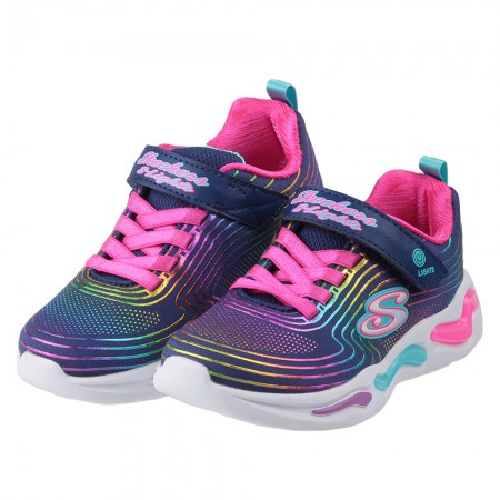 (18~22公分)SKECHERS_S_Lights電燈彩虹藍色兒童運動鞋